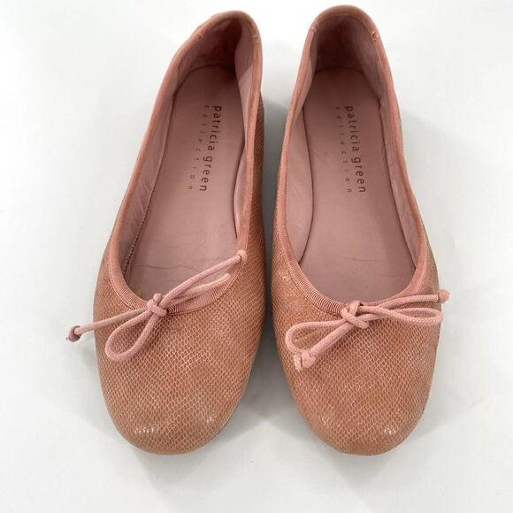Patricia Green Ballet Flat Snake-Skin Bowtie Pink Size 7.5M - Picture 2 of 10